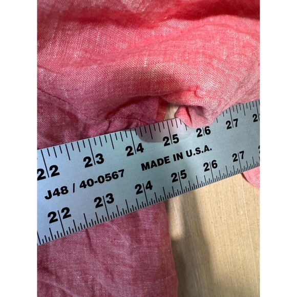 Tahari‎ Linen Button Accent Tunic Top Womens Plus Size 22/24 Coral Pink - Picture 4 of 6